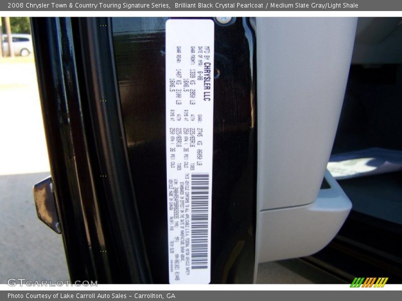 Brilliant Black Crystal Pearlcoat / Medium Slate Gray/Light Shale 2008 Chrysler Town & Country Touring Signature Series