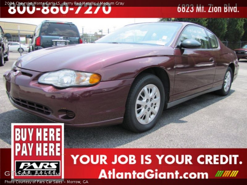Berry Red Metallic / Medium Gray 2004 Chevrolet Monte Carlo LS