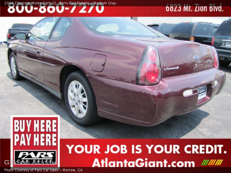Berry Red Metallic / Medium Gray 2004 Chevrolet Monte Carlo LS
