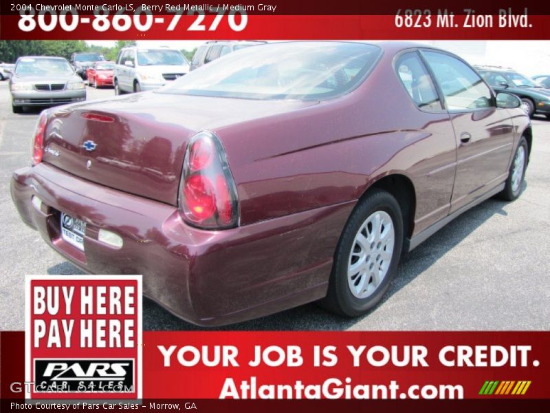 Berry Red Metallic / Medium Gray 2004 Chevrolet Monte Carlo LS