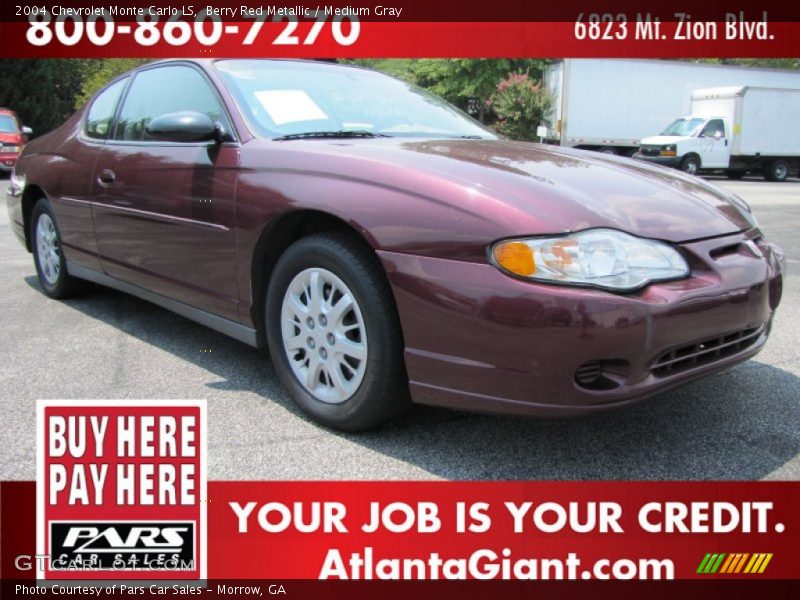 Berry Red Metallic / Medium Gray 2004 Chevrolet Monte Carlo LS