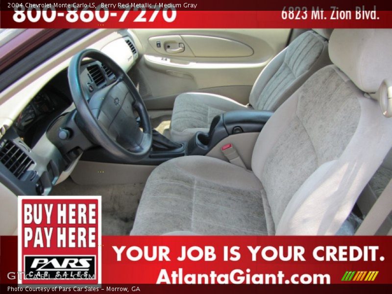 Berry Red Metallic / Medium Gray 2004 Chevrolet Monte Carlo LS