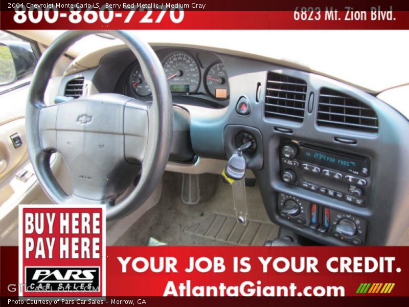 Berry Red Metallic / Medium Gray 2004 Chevrolet Monte Carlo LS