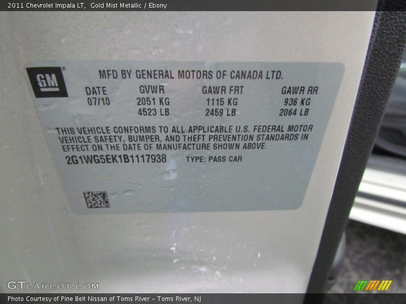 Gold Mist Metallic / Ebony 2011 Chevrolet Impala LT