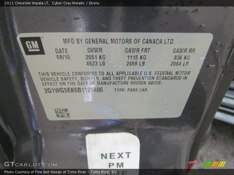 Cyber Gray Metallic / Ebony 2011 Chevrolet Impala LT