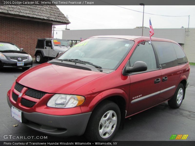 Inferno Red Tinted Pearlcoat / Taupe 2001 Dodge Caravan SE