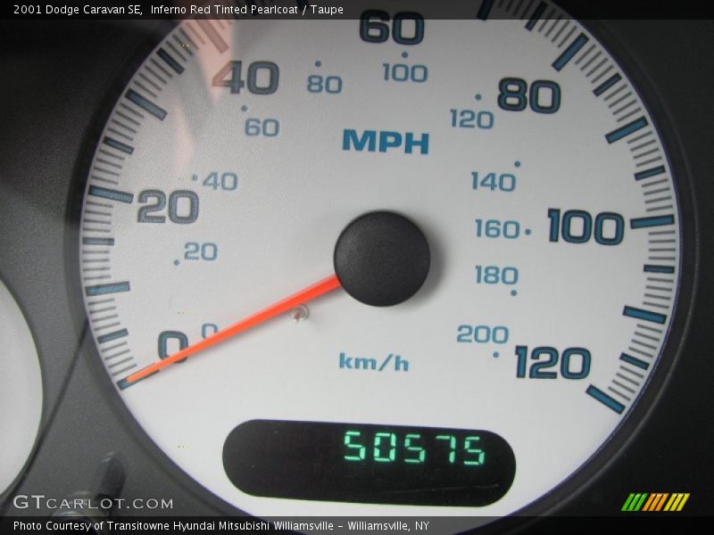 Inferno Red Tinted Pearlcoat / Taupe 2001 Dodge Caravan SE