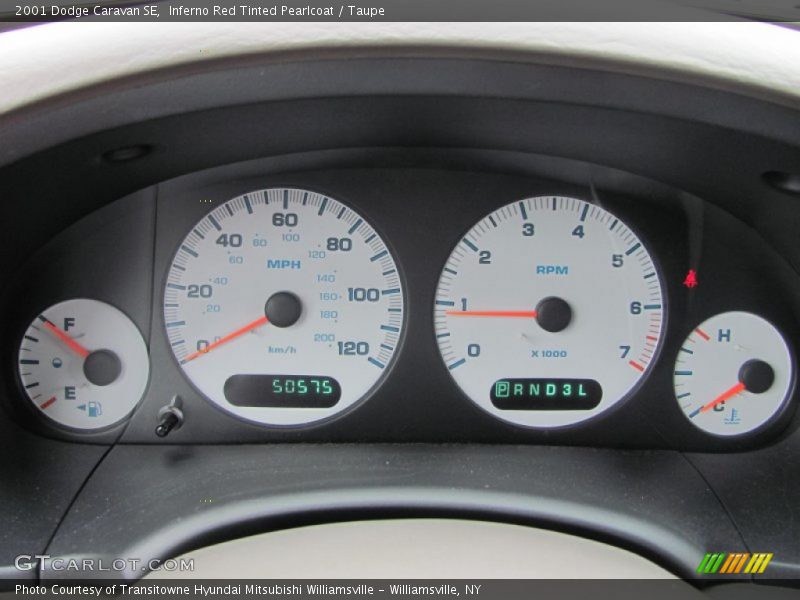 Inferno Red Tinted Pearlcoat / Taupe 2001 Dodge Caravan SE