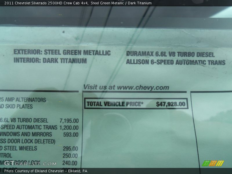  2011 Silverado 2500HD Crew Cab 4x4 Window Sticker