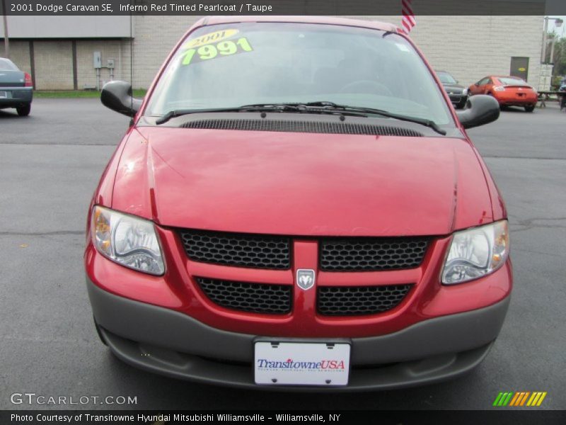 Inferno Red Tinted Pearlcoat / Taupe 2001 Dodge Caravan SE