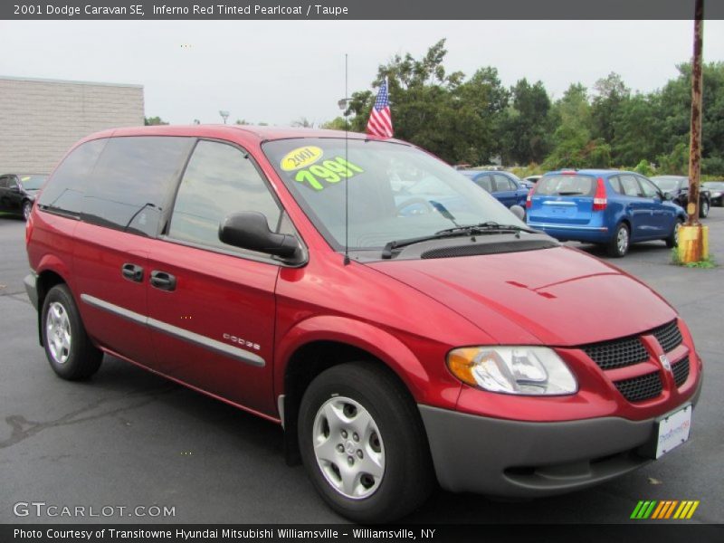 Inferno Red Tinted Pearlcoat / Taupe 2001 Dodge Caravan SE