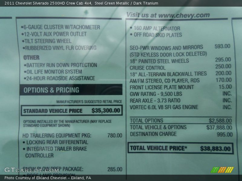  2011 Silverado 2500HD Crew Cab 4x4 Window Sticker