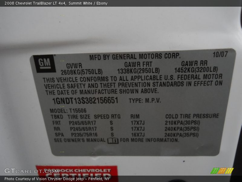 Summit White / Ebony 2008 Chevrolet TrailBlazer LT 4x4