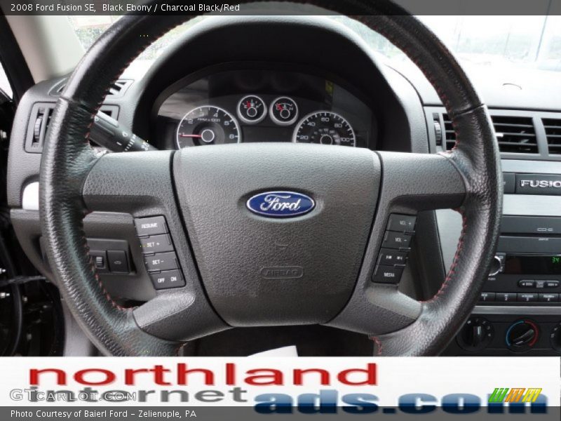 Black Ebony / Charcoal Black/Red 2008 Ford Fusion SE