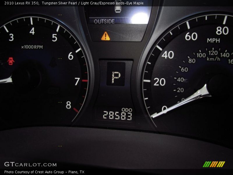 Tungsten Silver Pearl / Light Gray/Espresso Birds-Eye Maple 2010 Lexus RX 350