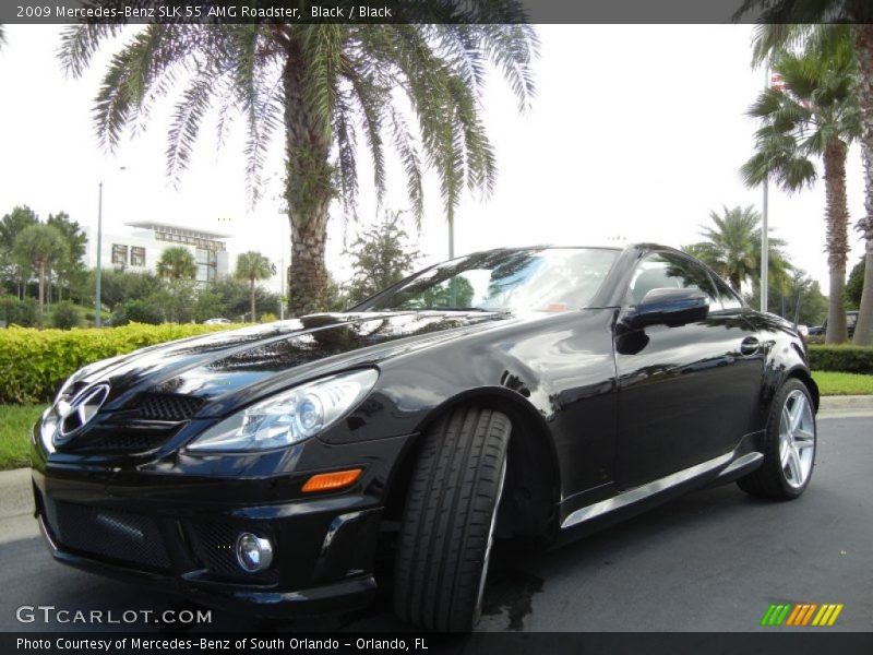 Black / Black 2009 Mercedes-Benz SLK 55 AMG Roadster