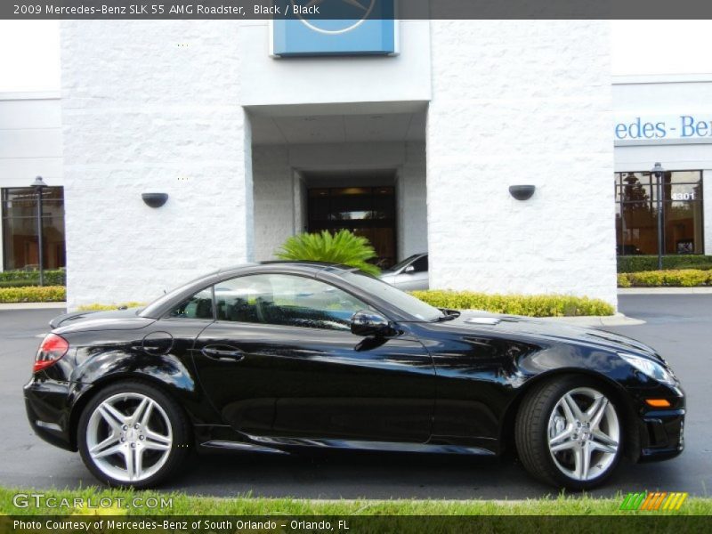 Black / Black 2009 Mercedes-Benz SLK 55 AMG Roadster
