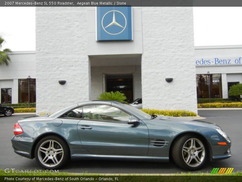 Aegean Blue Metallic / Stone 2007 Mercedes-Benz SL 550 Roadster