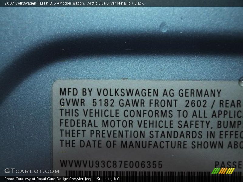 Arctic Blue Silver Metallic / Black 2007 Volkswagen Passat 3.6 4Motion Wagon
