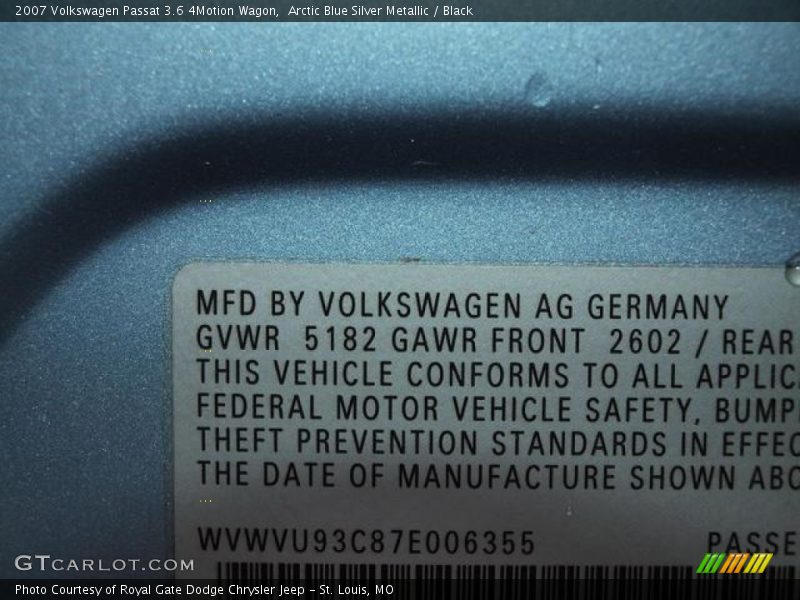 Arctic Blue Silver Metallic / Black 2007 Volkswagen Passat 3.6 4Motion Wagon
