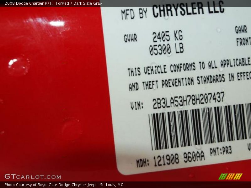 TorRed / Dark Slate Gray 2008 Dodge Charger R/T