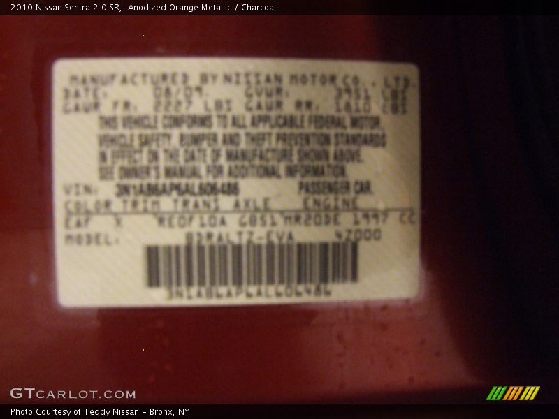 Anodized Orange Metallic / Charcoal 2010 Nissan Sentra 2.0 SR