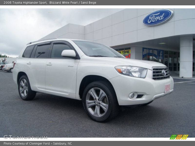 Blizzard White Pearl / Sand Beige 2008 Toyota Highlander Sport