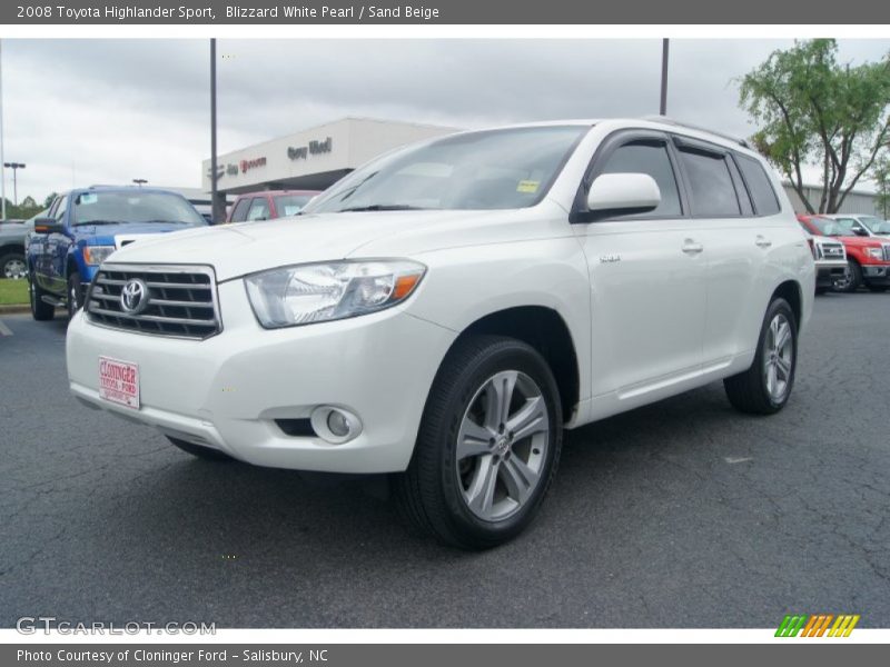 Blizzard White Pearl / Sand Beige 2008 Toyota Highlander Sport