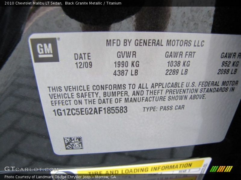 Black Granite Metallic / Titanium 2010 Chevrolet Malibu LT Sedan