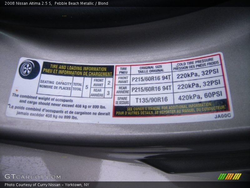 Pebble Beach Metallic / Blond 2008 Nissan Altima 2.5 S