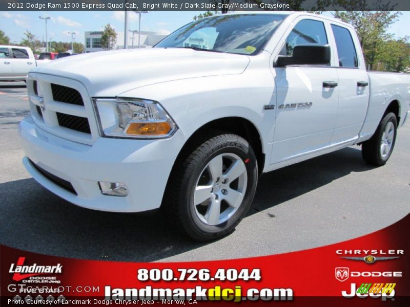 Bright White / Dark Slate Gray/Medium Graystone 2012 Dodge Ram 1500 Express Quad Cab