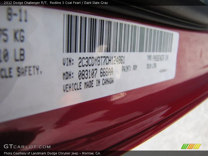 Redline 3 Coat Pearl / Dark Slate Gray 2012 Dodge Challenger R/T