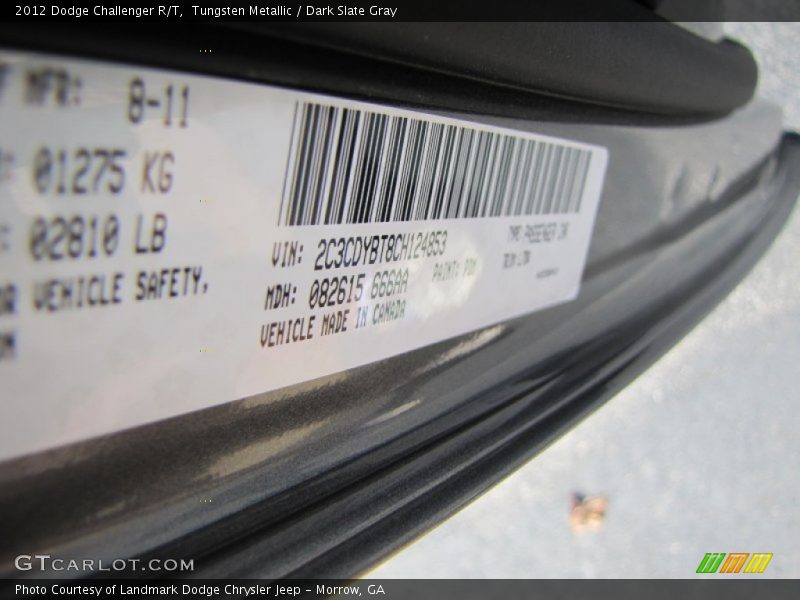 Tungsten Metallic / Dark Slate Gray 2012 Dodge Challenger R/T