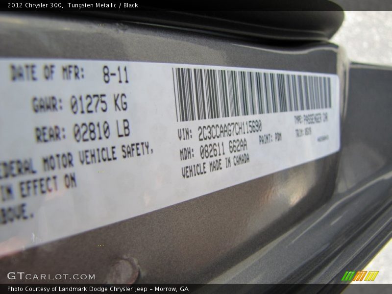 Tungsten Metallic / Black 2012 Chrysler 300