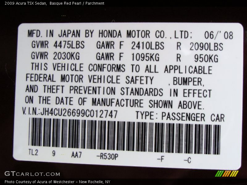 Basque Red Pearl / Parchment 2009 Acura TSX Sedan