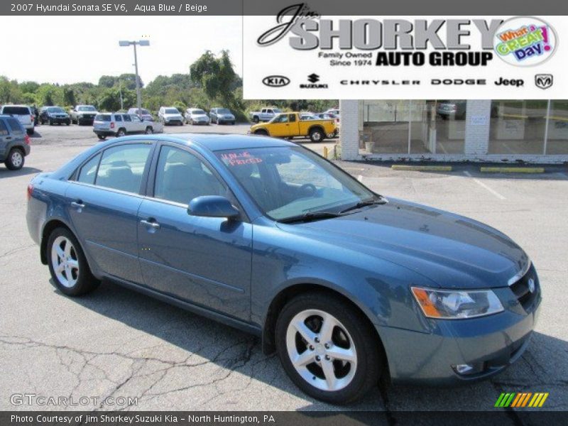 Aqua Blue / Beige 2007 Hyundai Sonata SE V6