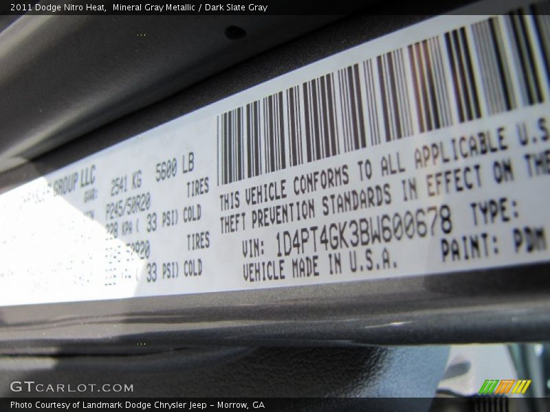 Mineral Gray Metallic / Dark Slate Gray 2011 Dodge Nitro Heat