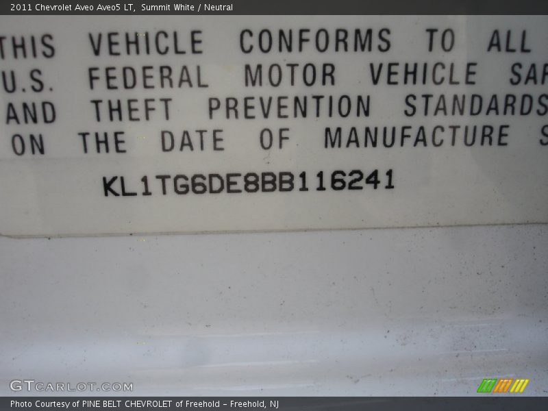 Summit White / Neutral 2011 Chevrolet Aveo Aveo5 LT