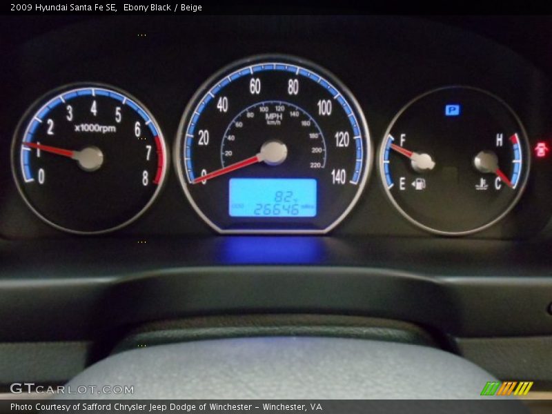 Ebony Black / Beige 2009 Hyundai Santa Fe SE