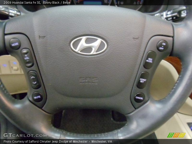 Ebony Black / Beige 2009 Hyundai Santa Fe SE