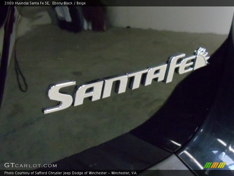 Ebony Black / Beige 2009 Hyundai Santa Fe SE
