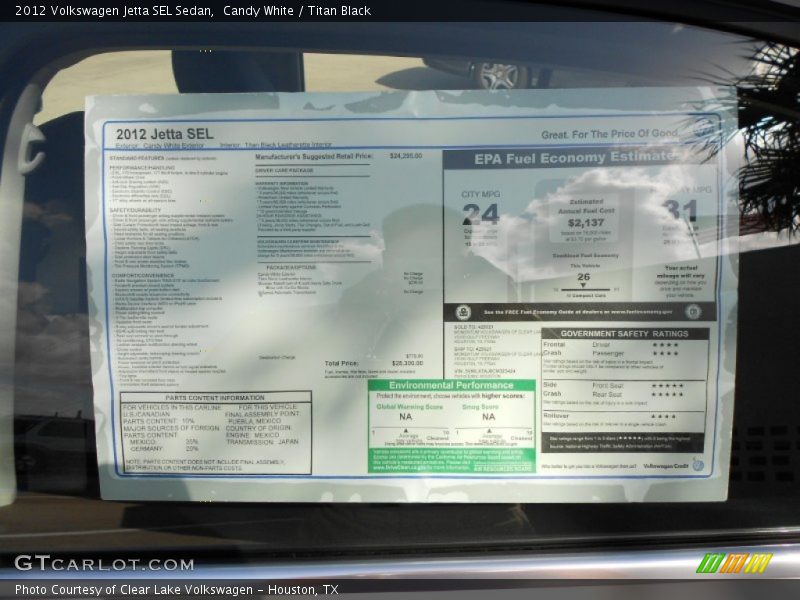 Candy White / Titan Black 2012 Volkswagen Jetta SEL Sedan