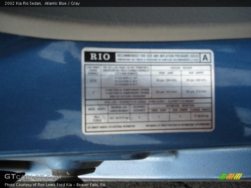 Atlantic Blue / Gray 2002 Kia Rio Sedan