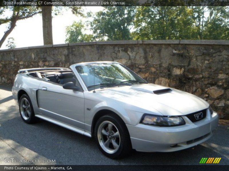 Satin Silver Metallic / Dark Charcoal 2002 Ford Mustang GT Convertible