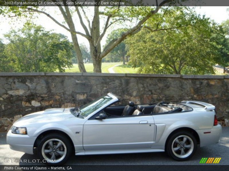 Satin Silver Metallic / Dark Charcoal 2002 Ford Mustang GT Convertible