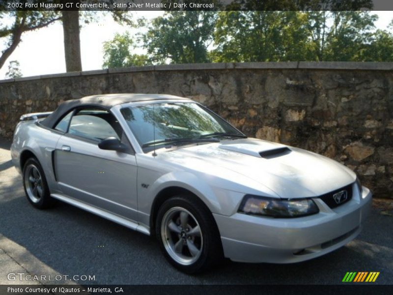 Satin Silver Metallic / Dark Charcoal 2002 Ford Mustang GT Convertible