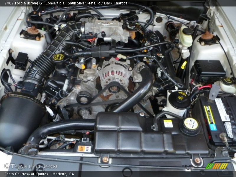 Satin Silver Metallic / Dark Charcoal 2002 Ford Mustang GT Convertible