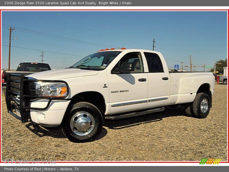 Bright White / Khaki 2006 Dodge Ram 3500 Laramie Quad Cab 4x4 Dually