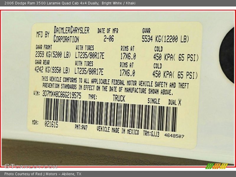 Bright White / Khaki 2006 Dodge Ram 3500 Laramie Quad Cab 4x4 Dually