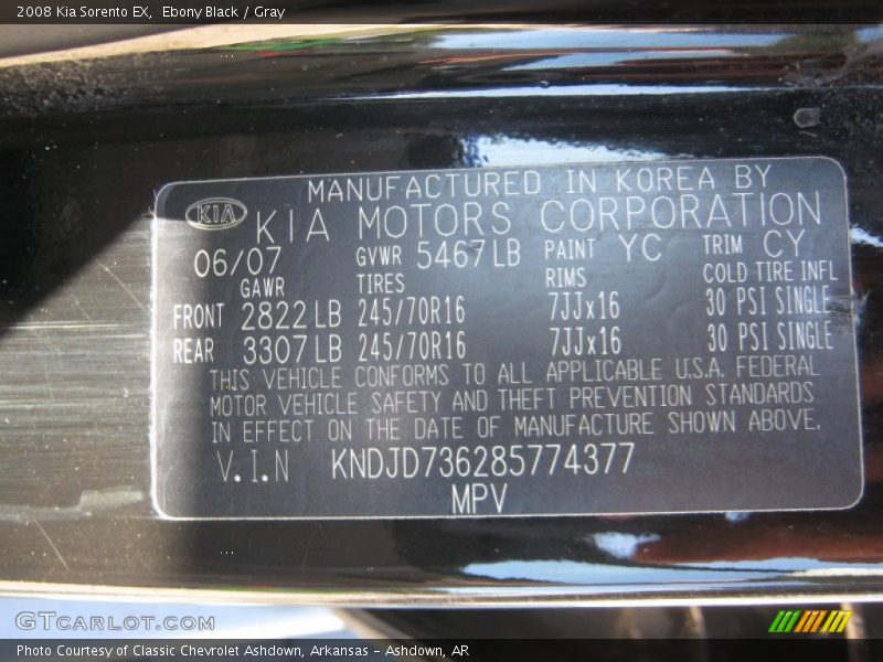 Ebony Black / Gray 2008 Kia Sorento EX